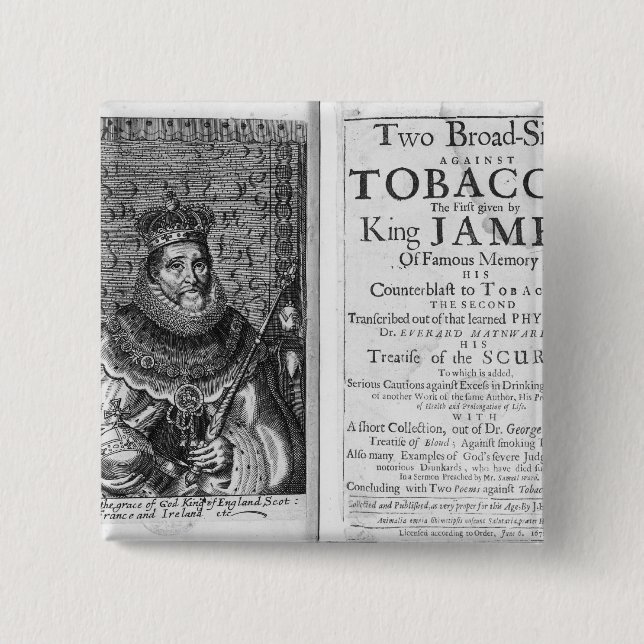 'Zwei Breitseiten gegen Tabak Button (Vorderseite)