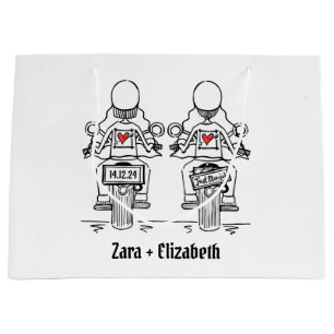 Zwei Brides Biker Motorrad Hochzeit Große Geschenktüte