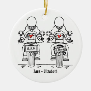 Zwei Brides Biker Motorrad Hochzeit Keramik Ornament