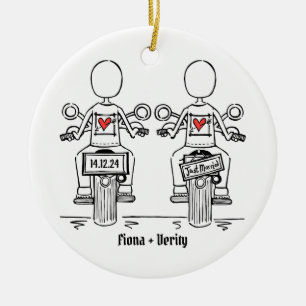 Zwei Brides Biker Motorrad Hochzeit Keramik Ornament