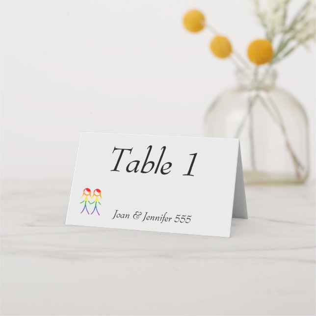 Zwei Brides-Rainbow-Liebe Platzkarte (Vorderseite)