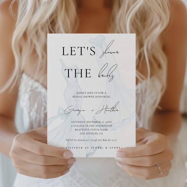 Zwei Brillen LGBTQ Aquarellkleid Brautparty Einladung (Von Creator hochgeladen)