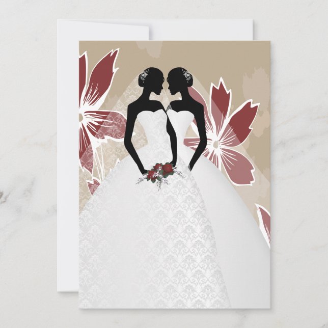 Zwei Brücken in Bridal Gowns Hochzeit Einladung (Vorderseite)