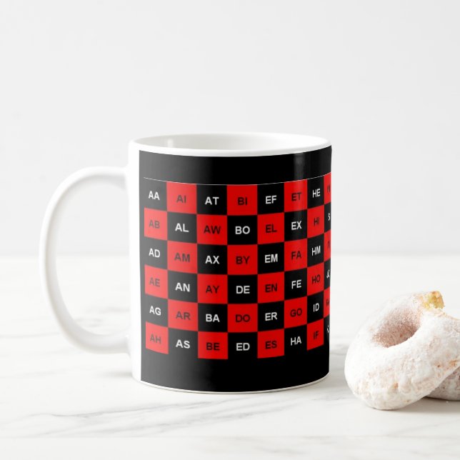 zwei Buchstaben rot und schwarz US-Version Tasse (Mit Donut)