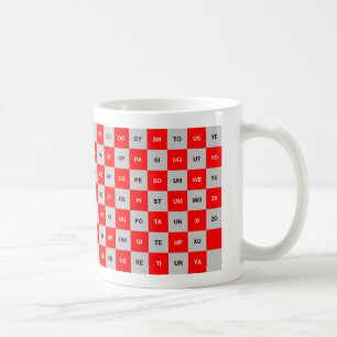 Zwei Buchstaben Wörter Tasse rot und Grau Intrl. V