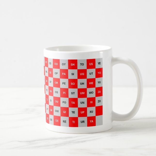 Zwei Buchstaben Wörter Tasse rot und Grau Intrl. V (Rechts)