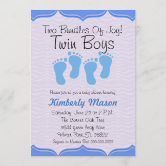 Zwei Bundles Joy Twin Boys Baby Dusche laden ein Einladung