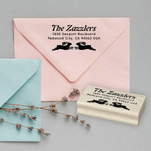 Zwei Bunnies Name und Rückgabe Adress Rubber Brief Gummistempel