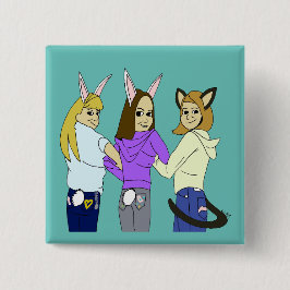 Zwei bunnies und ein Kätzchen Button