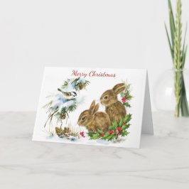 Zwei Bunnies Weihnachtskarten Feiertagskarte