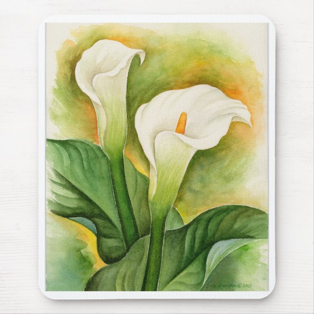 Zwei Cala-Lilien-Aquarell-Kunst - multi Mousepad (Vorne)