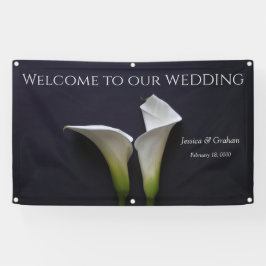 Zwei Calla-Lilien auf schwarzer Hochzeit Banner