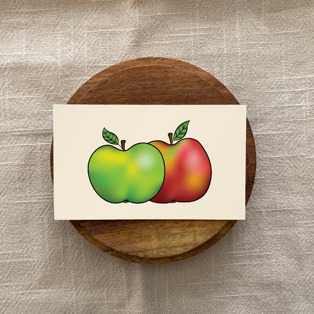 Zwei Cartoon Äpfel in Rot und Grün Lehrer / Tutor Visitenkarte (Business card design with two different color apples ideal for teachers and tutors, for example.)