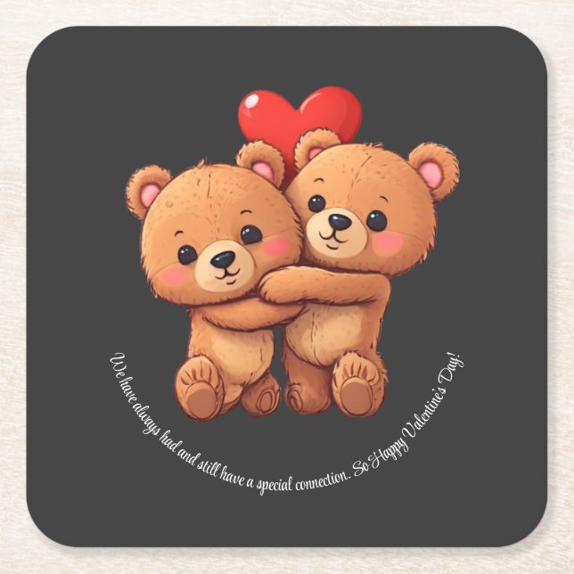 Zwei Cartoon müssen umarmt werden. Rechteckiger Pappuntersetzer (Vorderseite)