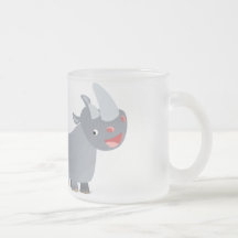 Zwei Cartoon Rhinos Mattiert Glass Tasse