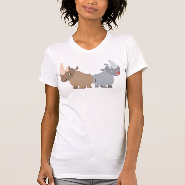 Zwei Cartoon Rhinos Women T - Shirt (Vorderseite)