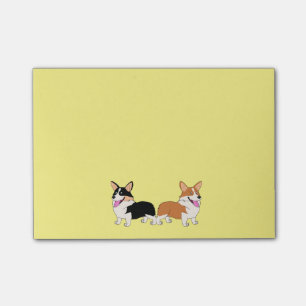 Zwei Cartoon-WaliserCorgis Post-it Klebezettel