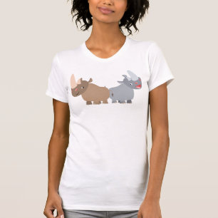 Zwei Cartoonrhinos-Frauen-T - Shirt