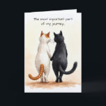 Zwei Cat Friends zu Fuß zum Geburtstag Karte<br><div class="desc">Zwei Katzen,  die weglaufen und Pfoten zum Geburtstag halten. Text kann geändert werden.</div>