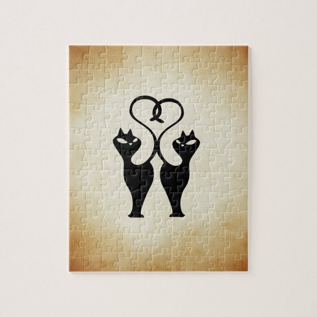 Zwei Cat-Silhouette Puzzle (Vertikal)