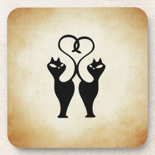 Zwei Cat-Silhouette Untersetzer