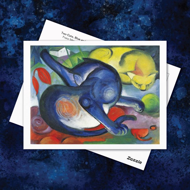 Zwei Cats Blue Yellow Franz Marc Postkarte (Von Creator hochgeladen)