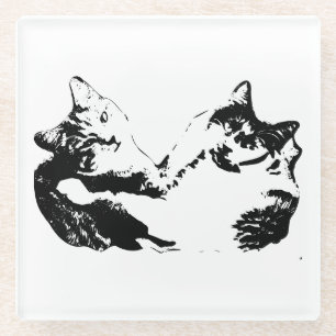 Zwei Cats Companiship Ink Untersetzer