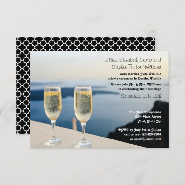 Zwei Champagner-Foto - 3x5 Hochzeitsankündigung Einladung (Vorne/Hinten)