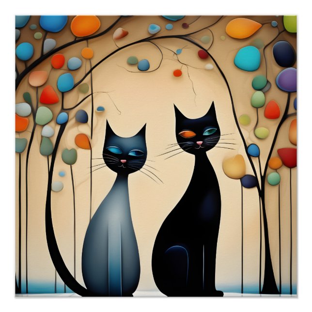 Zwei charmante Katzen Poster (Vorderseite)