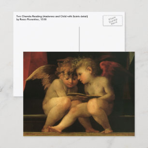 Zwei Cherubs lesen von Rosso Fiorentino, Engel Postkarte