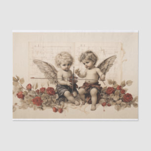 Zwei Cherubs zwischen Rose Seidenpapier