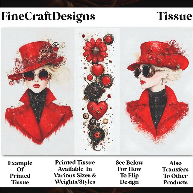 Zwei Chic Steampunk Frauen in Red CH4 Decoupage Seidenpapier (Von Creator hochgeladen)