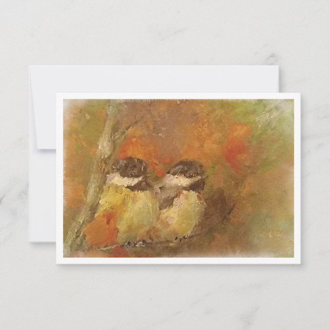 Zwei Chickadees-Mitteilungskarten Dankeskarte (Vorderseite)