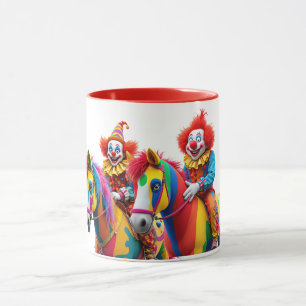 Zwei Clowns auf ihren Pferden. Tasse