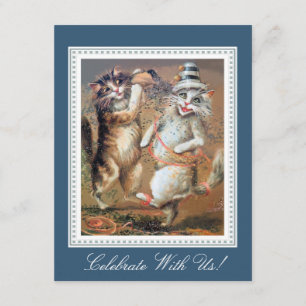 Zwei Confetti Tossing Cats Party Einladung