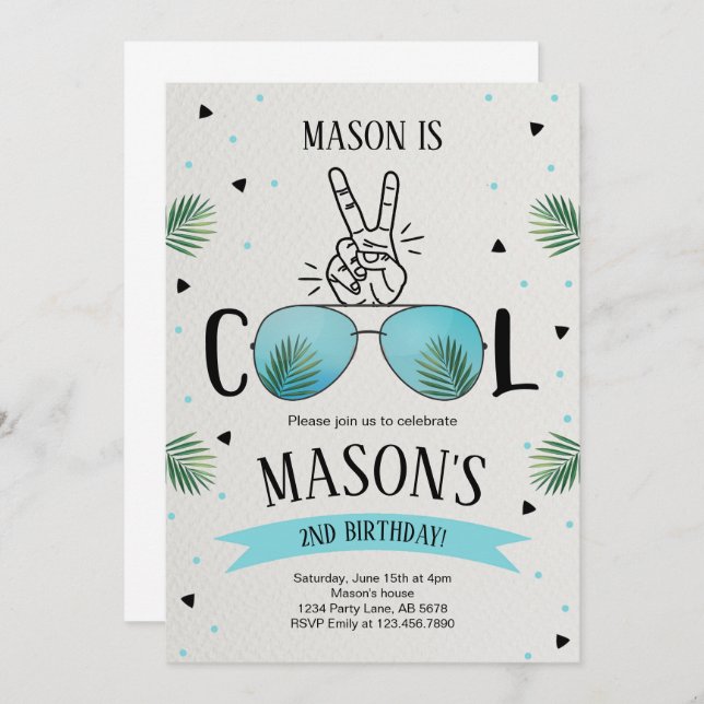 Zwei Cool Einladung (Vorne/Hinten)