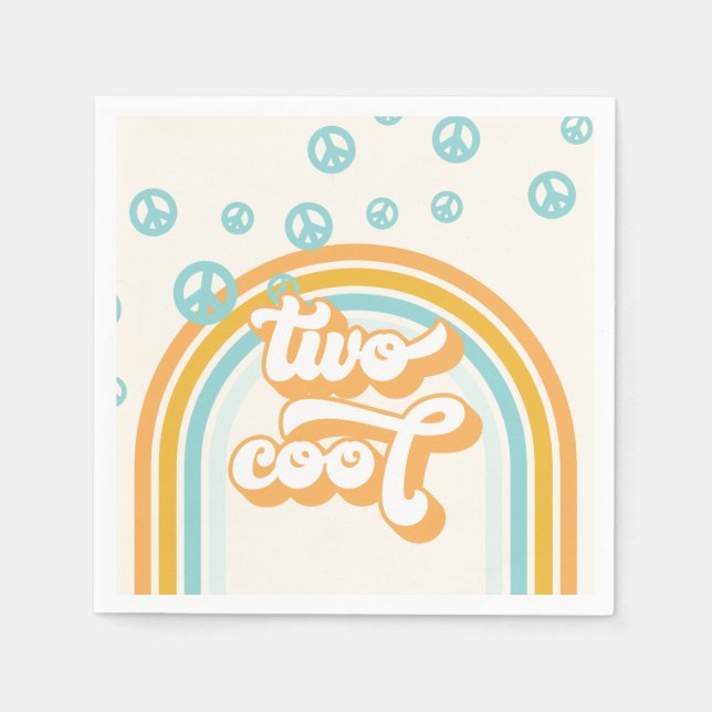 ZWEI Cool Retro Boy 2ND Geburtstag Serviette (Vorderseite)