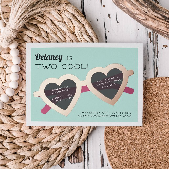 Zwei Cool | Sommersonntags Geburtstagsparty Folieneinladung (Von Creator hochgeladen)