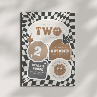 Zwei Cool, Typ! | Jungen 2. Retro Skater Geburtsta Einladung