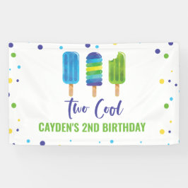 Zwei Coole 2. Geburtstag Ice Pop Blue Green Banner
