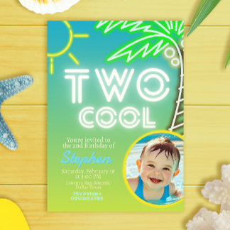 Zwei Coole 2. Geburtstag mit Foto Einladung