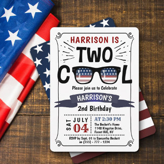 Zwei Coole 4. Juli Jungs 2. Geburtstag Einladung