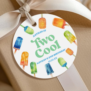 Zwei coole blaue Retro-Eis am Stiel zum 2. Geburts Geschenkanhänger