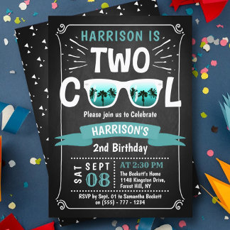 Zwei Coole Boys Chalkboard 2. Geburtstag Einladung