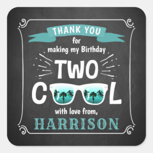 Zwei Coole Boys Chalkboard 2. Geburtstag Gastgesch Quadratischer Aufkleber
