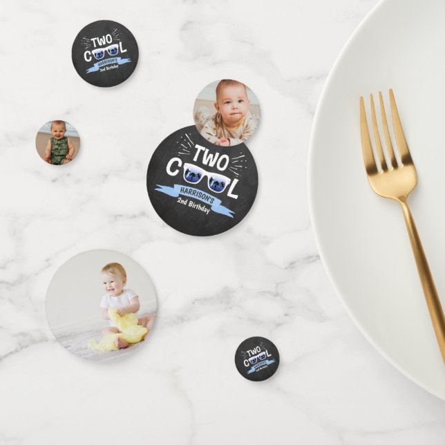 Zwei Coole Boys Chalkboard 2. Geburtstag Konfetti (Gruppe)