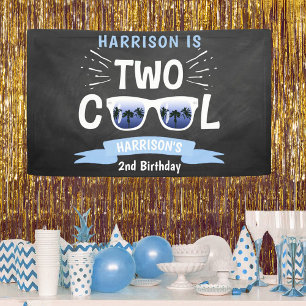 Zwei Coole Chalkboard Boys 2. Geburtstag Banner
