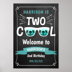 Zwei Coole Chalkboard Boys 2. Geburtstag Begrüßung Poster