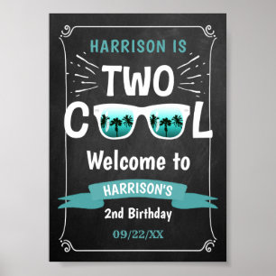 Zwei Coole Chalkboard Boys 2. Geburtstag Begrüßung Poster