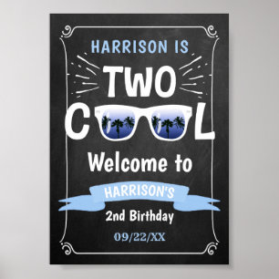 Zwei Coole Chalkboard Boys 2. Geburtstag Begrüßung Poster
